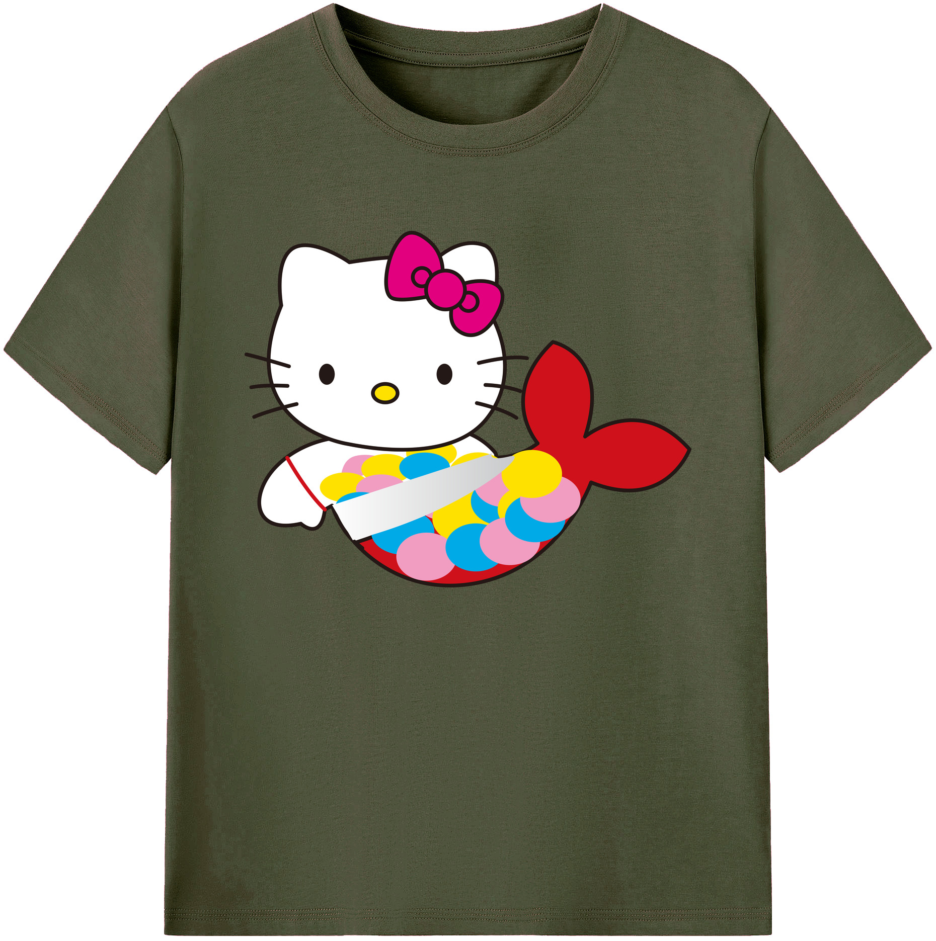 （画像用） Hello Kitty ハローキティ 綿100％ メンズ半袖Tシャツ｜肌触りやわらか＆通気性